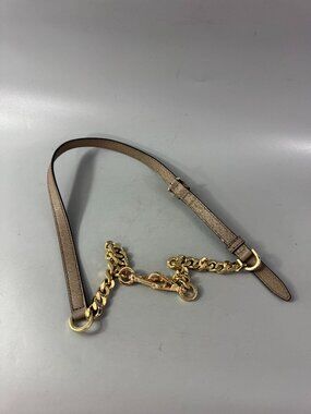 Michael Kors Gray Leather Gold-tone Chain Adjustable Strap